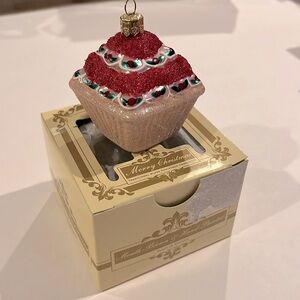 NEW Christmas Ornament Cupcake Dessert Sweet Mouth Blown Glass Impuls Poland
